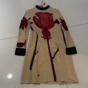 Marni Beige Dress with Red Floral Design